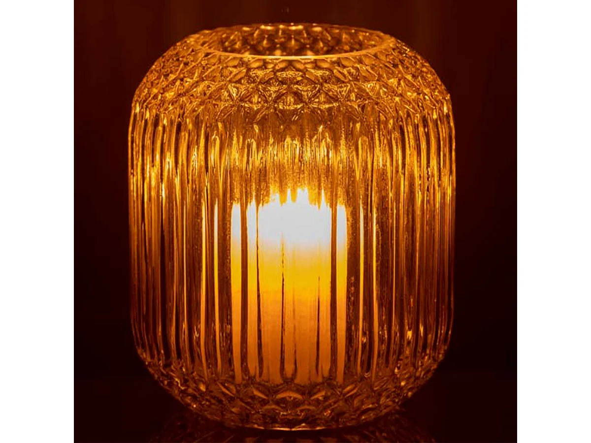 Vase Design en Verre "Droit" 17cm Jaune