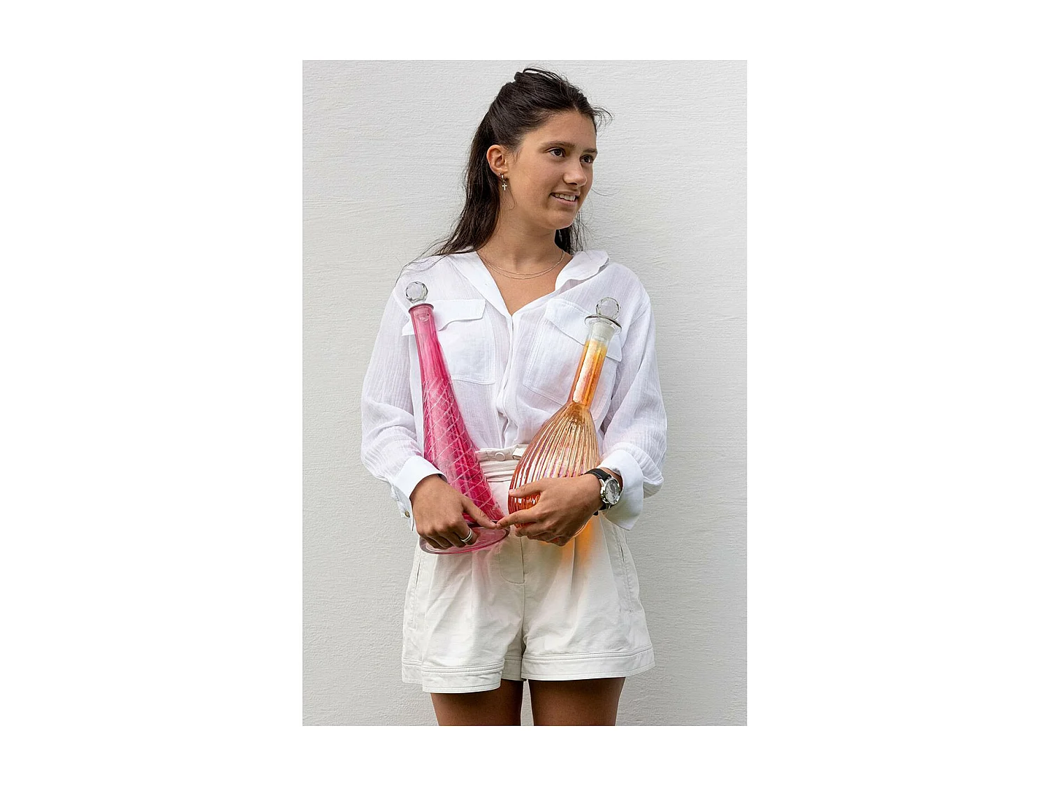 Carafe en Verre Tiges "Anastasia" 42cm Rouge