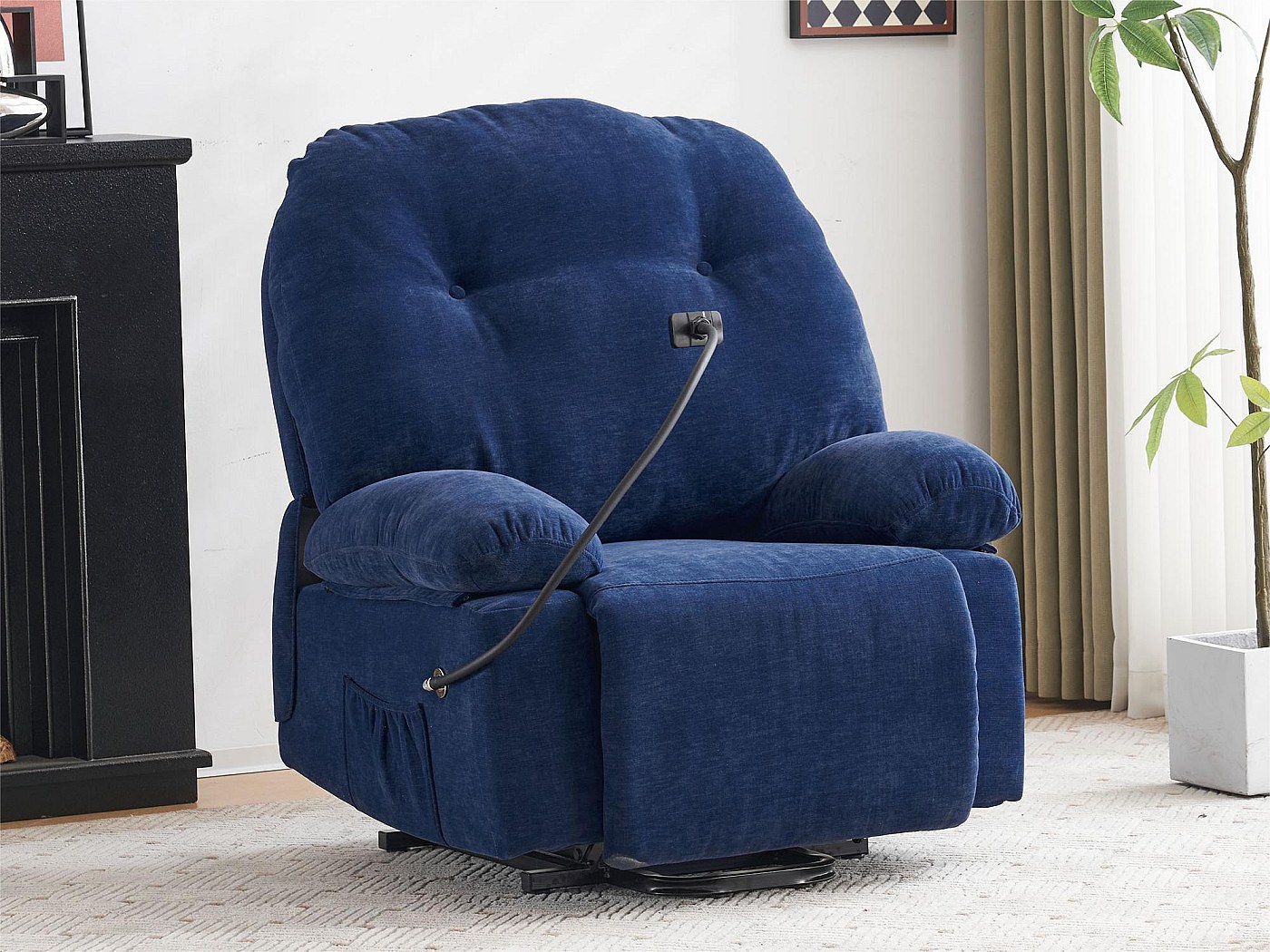 Fauteuil relax design en cuir et bois chêne naturel - Véga - My New