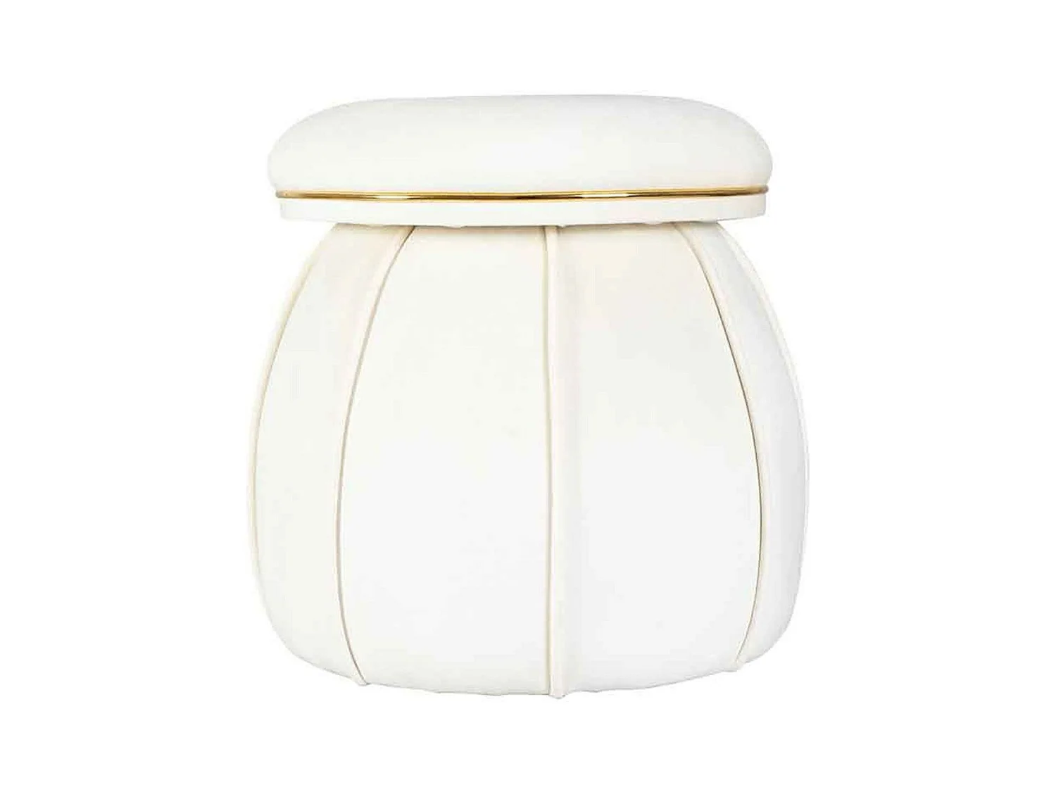 Tabouret Rond Design "Corin" 55cm Ivoire & Or