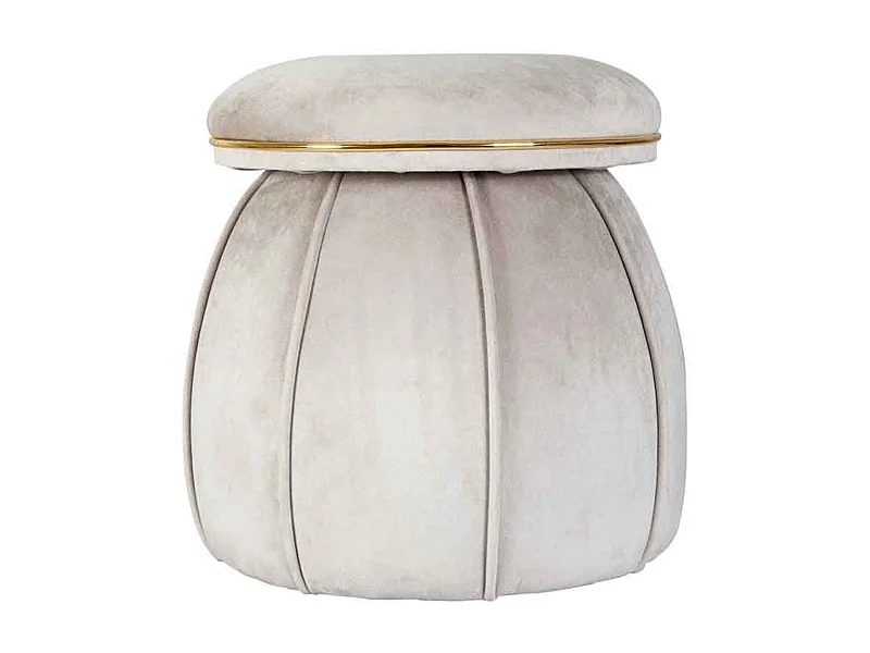 Tabouret Rond Design "Corin" 55cm Taupe & Or