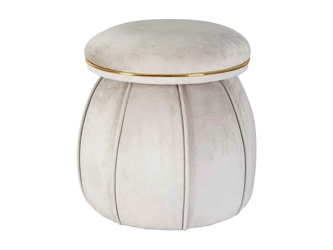 Tabouret Rond Design "Corin" 55cm Taupe & Or