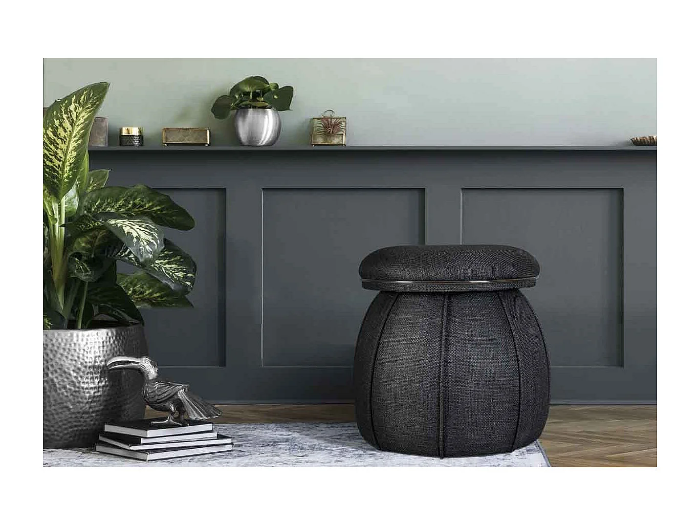 Tabouret Design "Corin" 55cm Anthracite & Gris