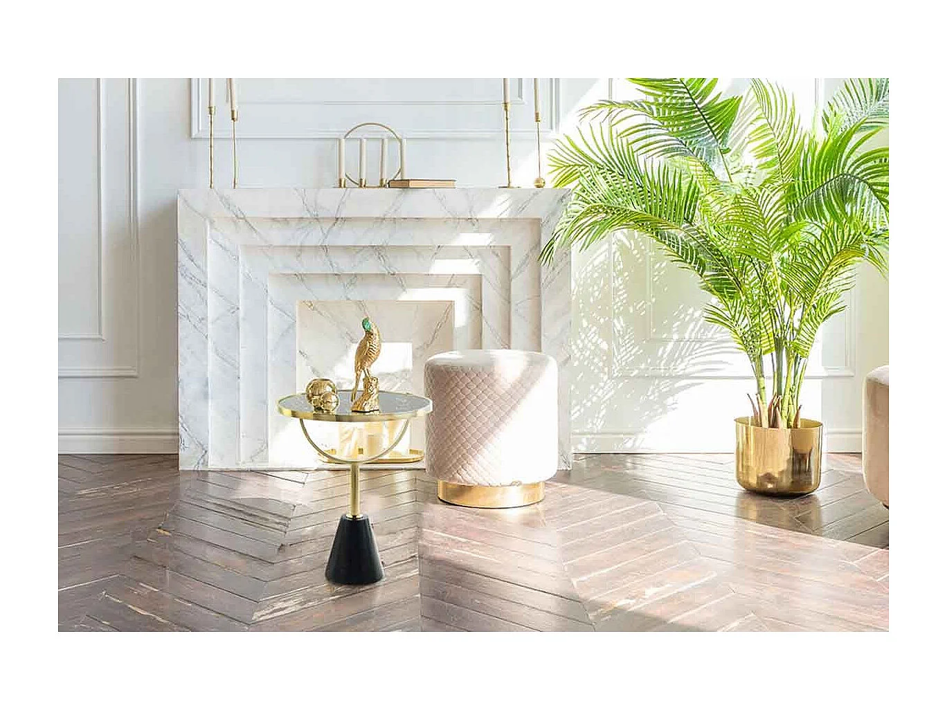 Table d'Appoint Design "Rocio" 54cm Noir & Or