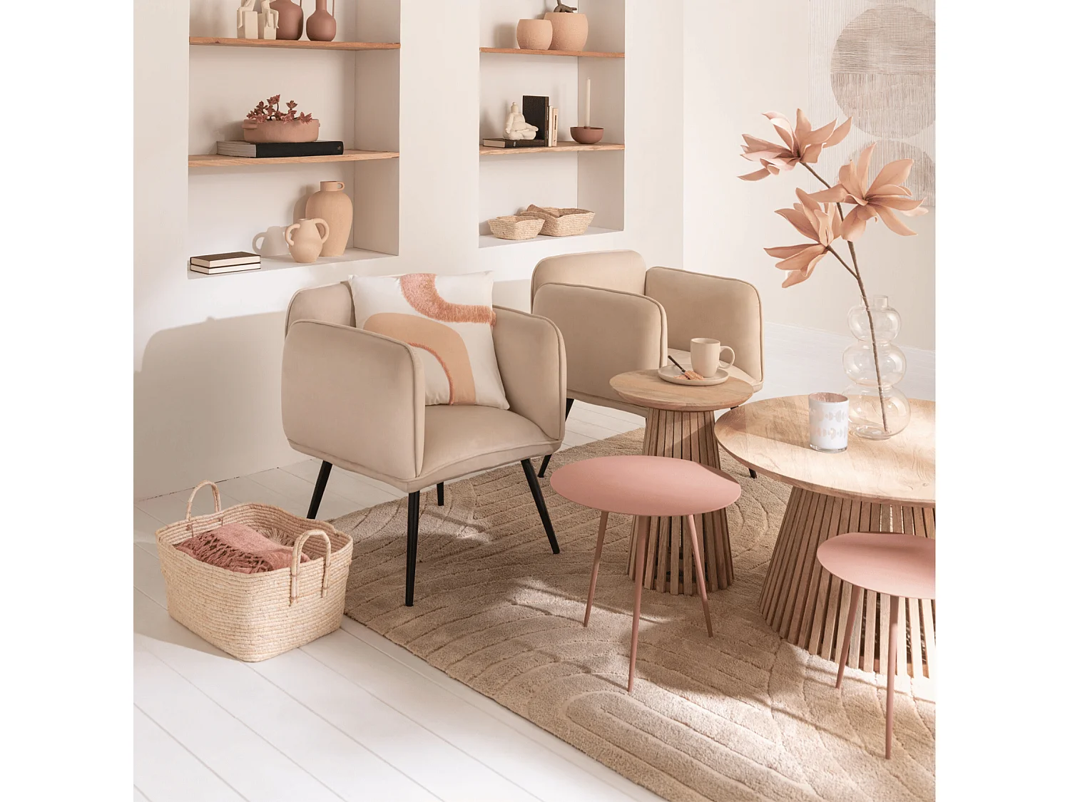 Table d'Appoint Design en Bois "Vincent" 40cm Naturel