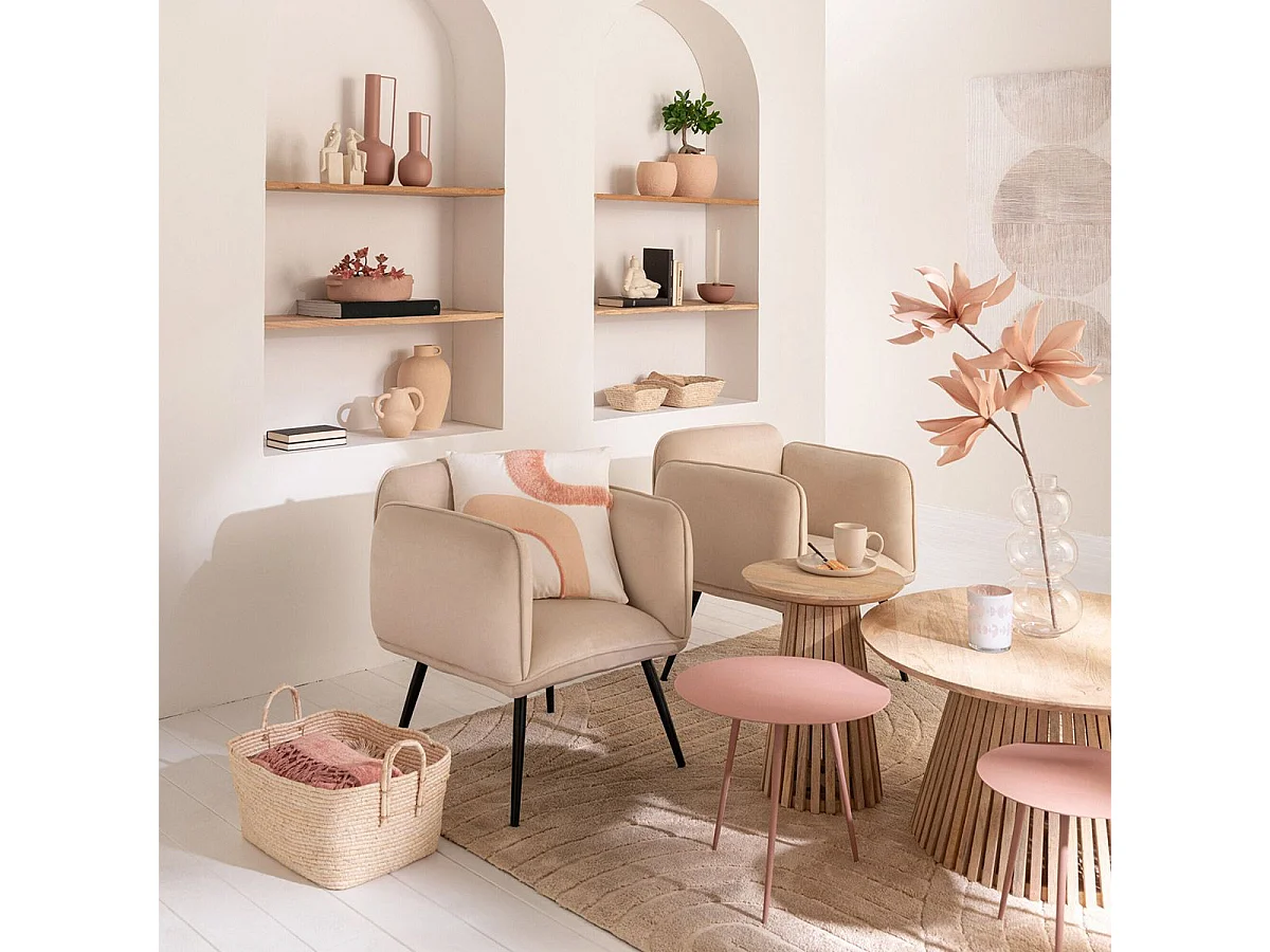 Table d'Appoint Design en Bois "Vincent" 40cm Naturel