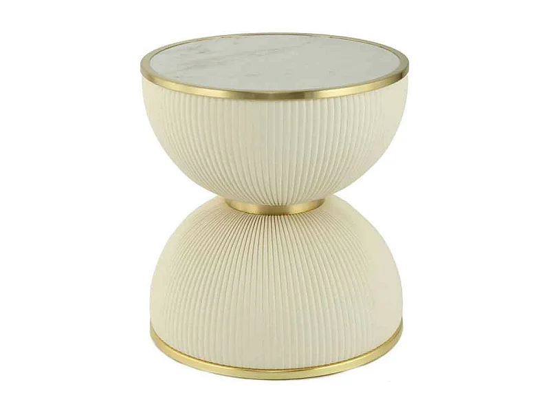 Table d'Appoint Design "Jokai" 51cm Crème & Or