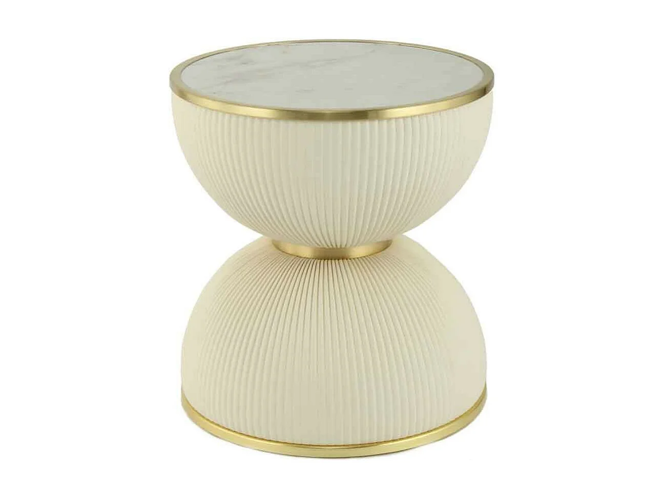 Table d'Appoint Design "Jokai" 51cm Crème & Or