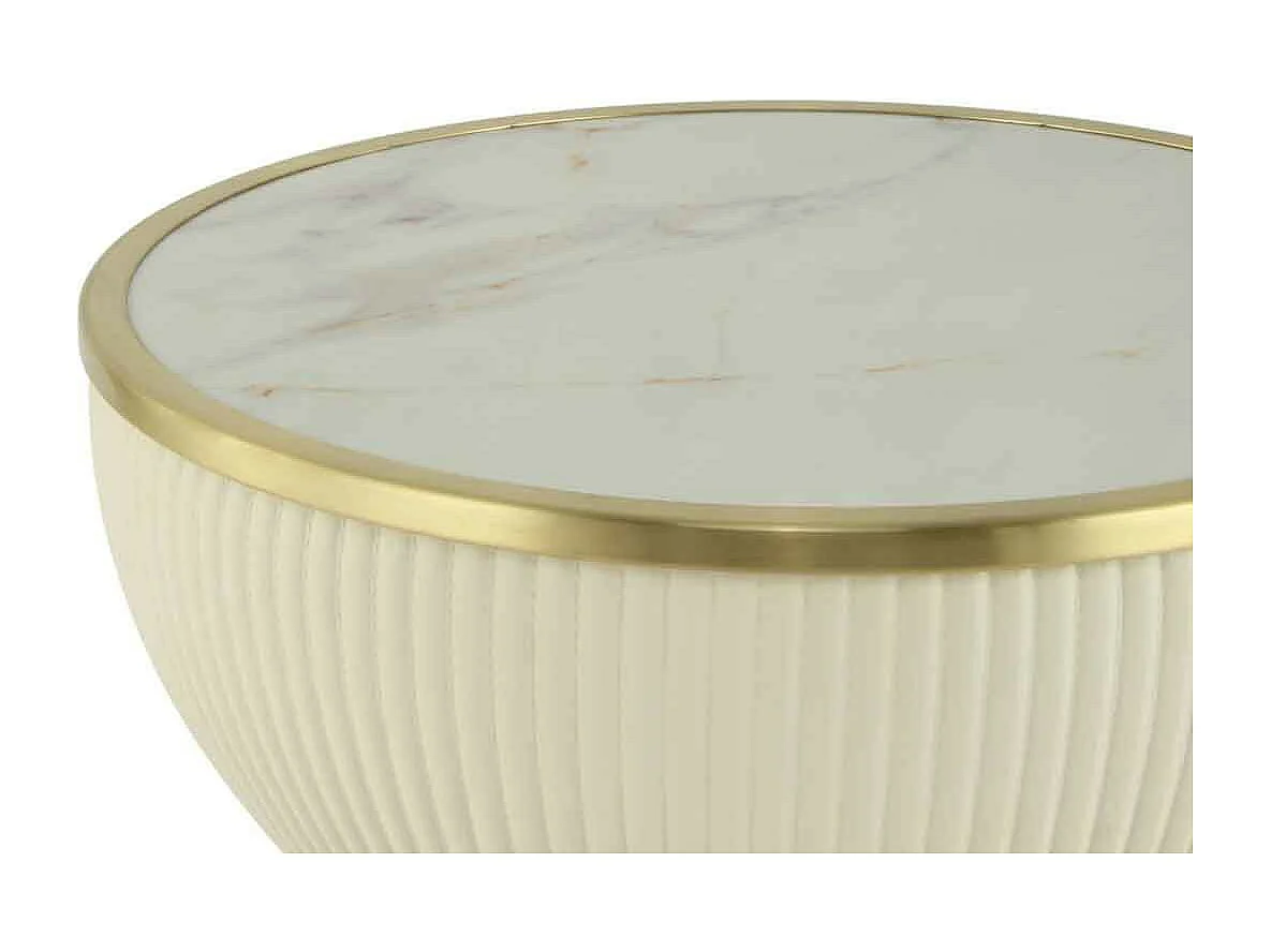 Table d'Appoint Design "Jokai" 51cm Crème & Or