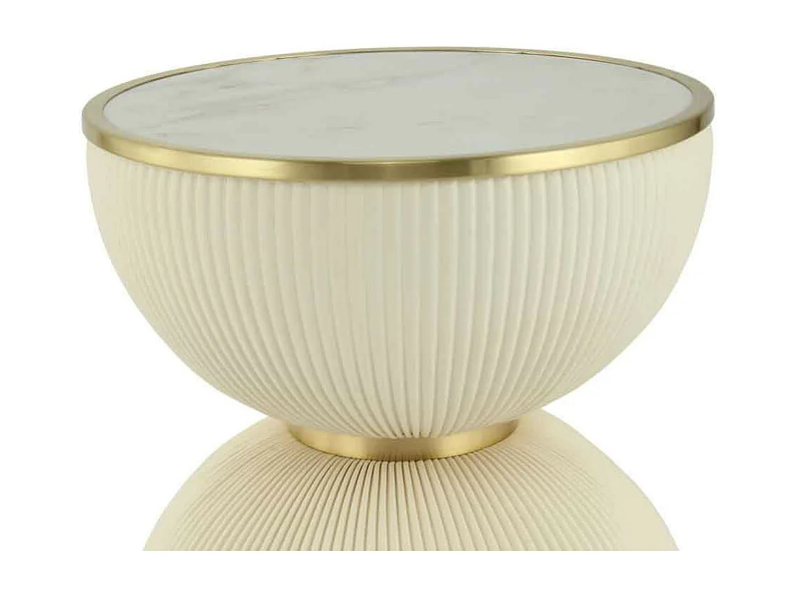 Table d'Appoint Design "Jokai" 51cm Crème & Or