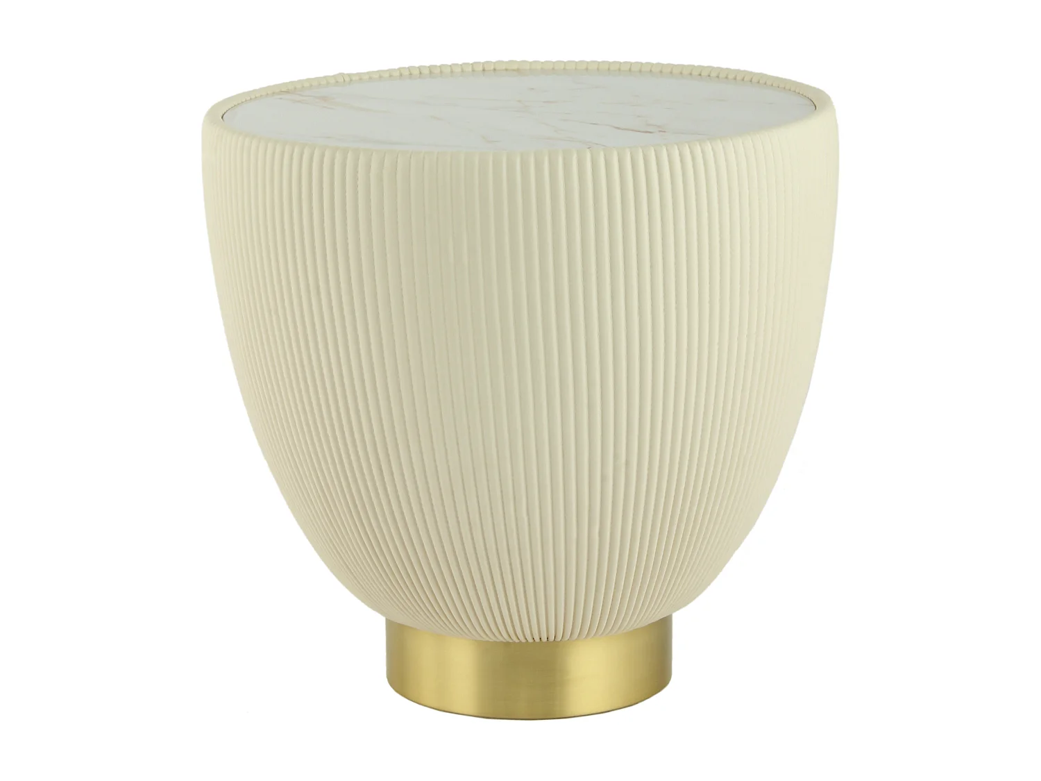 Table d'Appoint Design "Jokai" 47cm Crème & Or