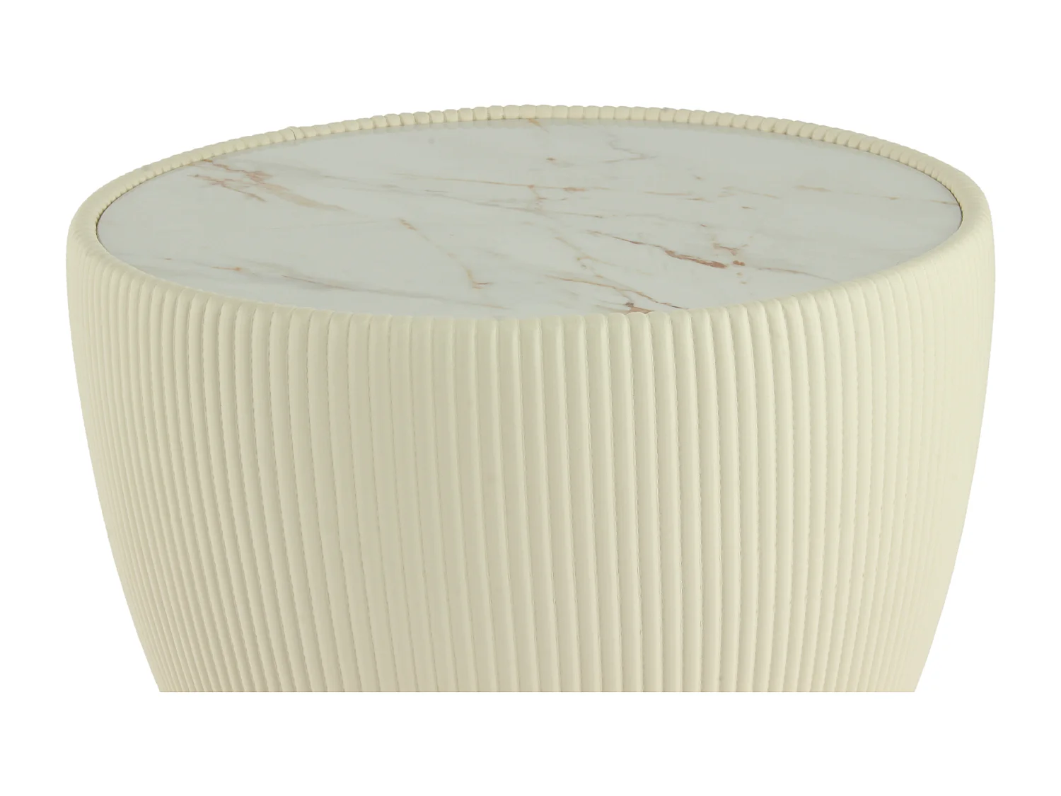 Table d'Appoint Design "Jokai" 47cm Crème & Or