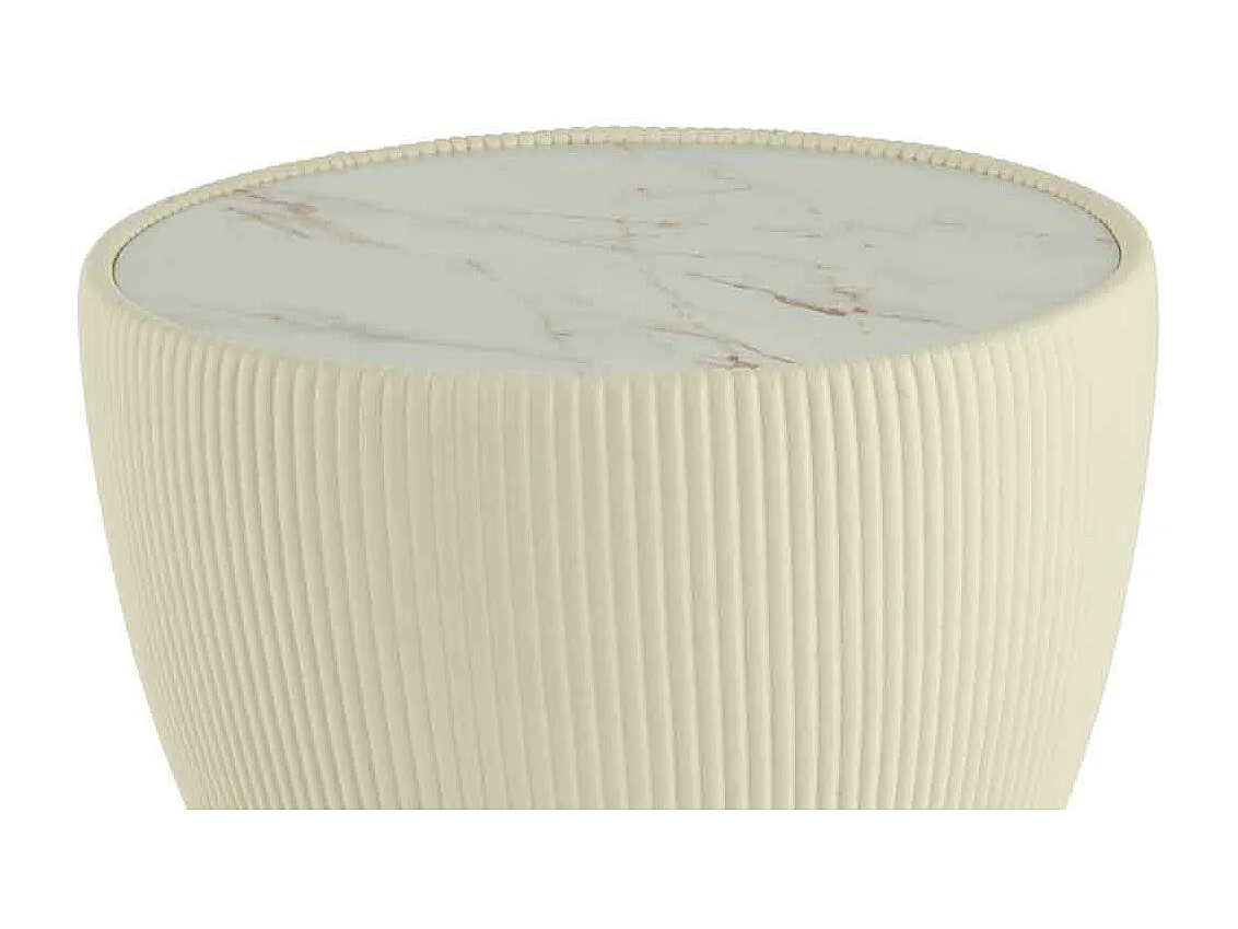 Table d'Appoint Design "Jokai" 47cm Crème & Or