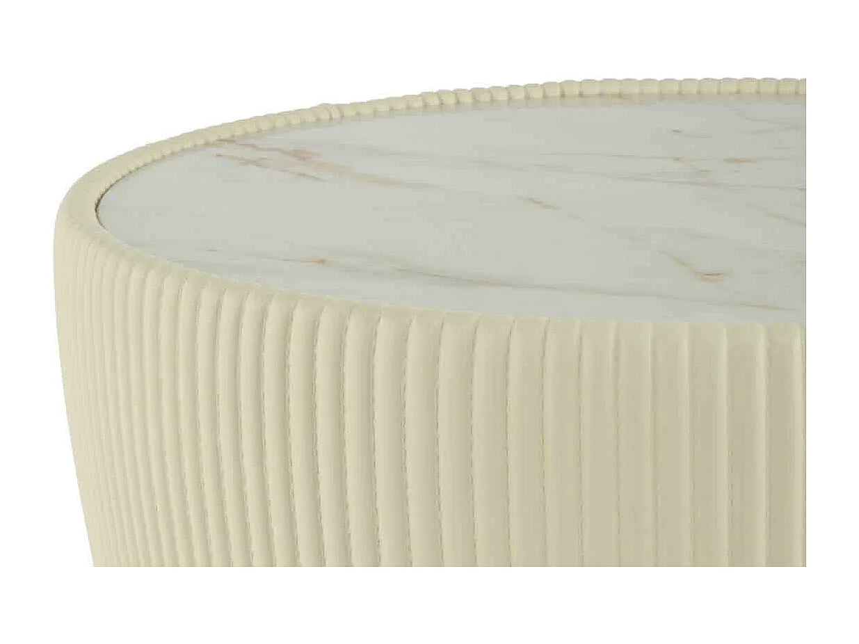 Table d'Appoint Design "Jokai" 47cm Crème & Or