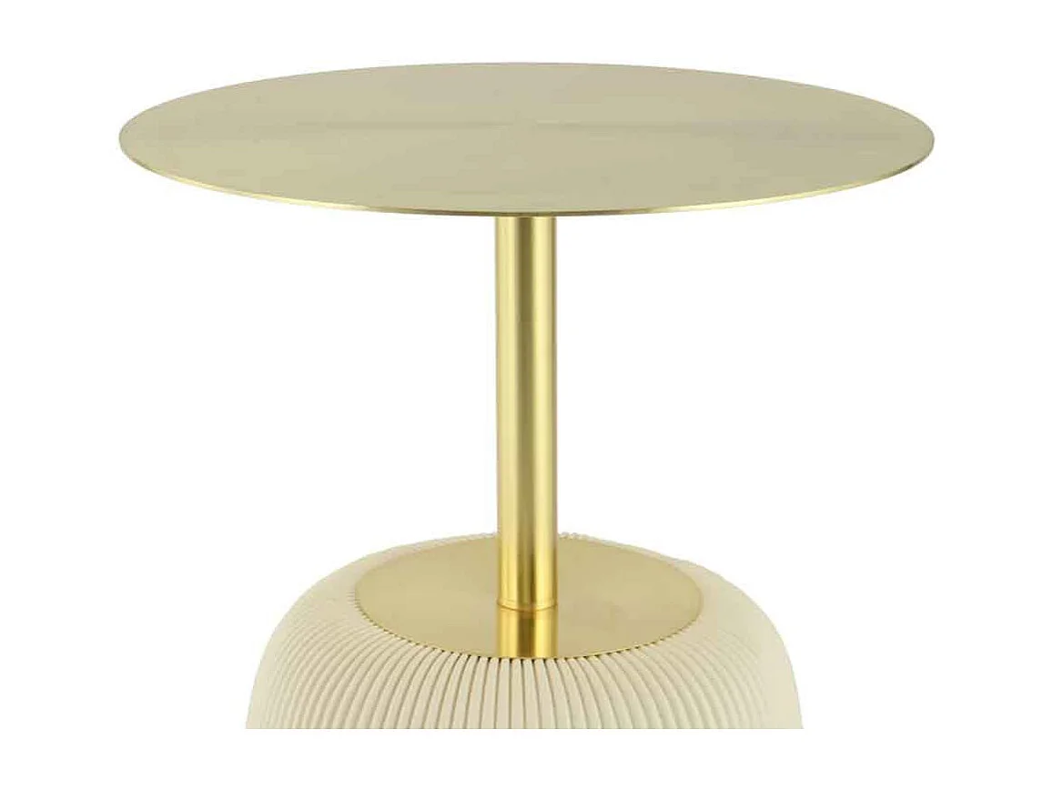 Table d'Appoint Design "Jokai" 60cm Crème & Or