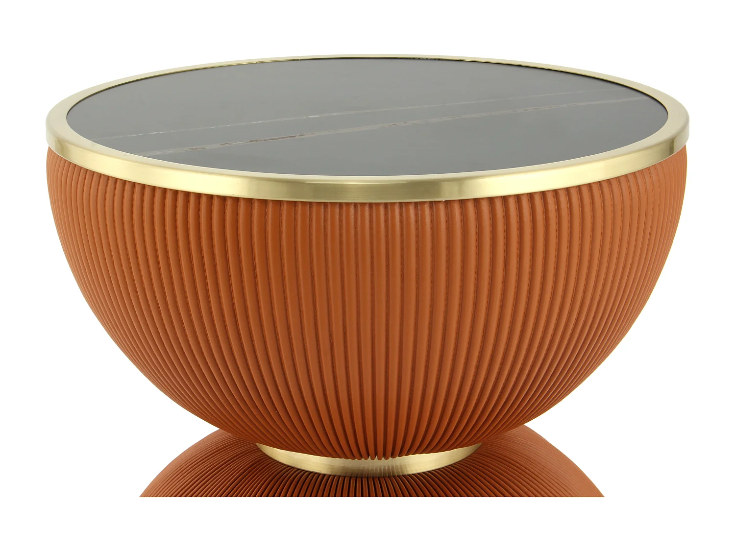 Table d'Appoint Design "Jokai" 51cm Cognac & Or