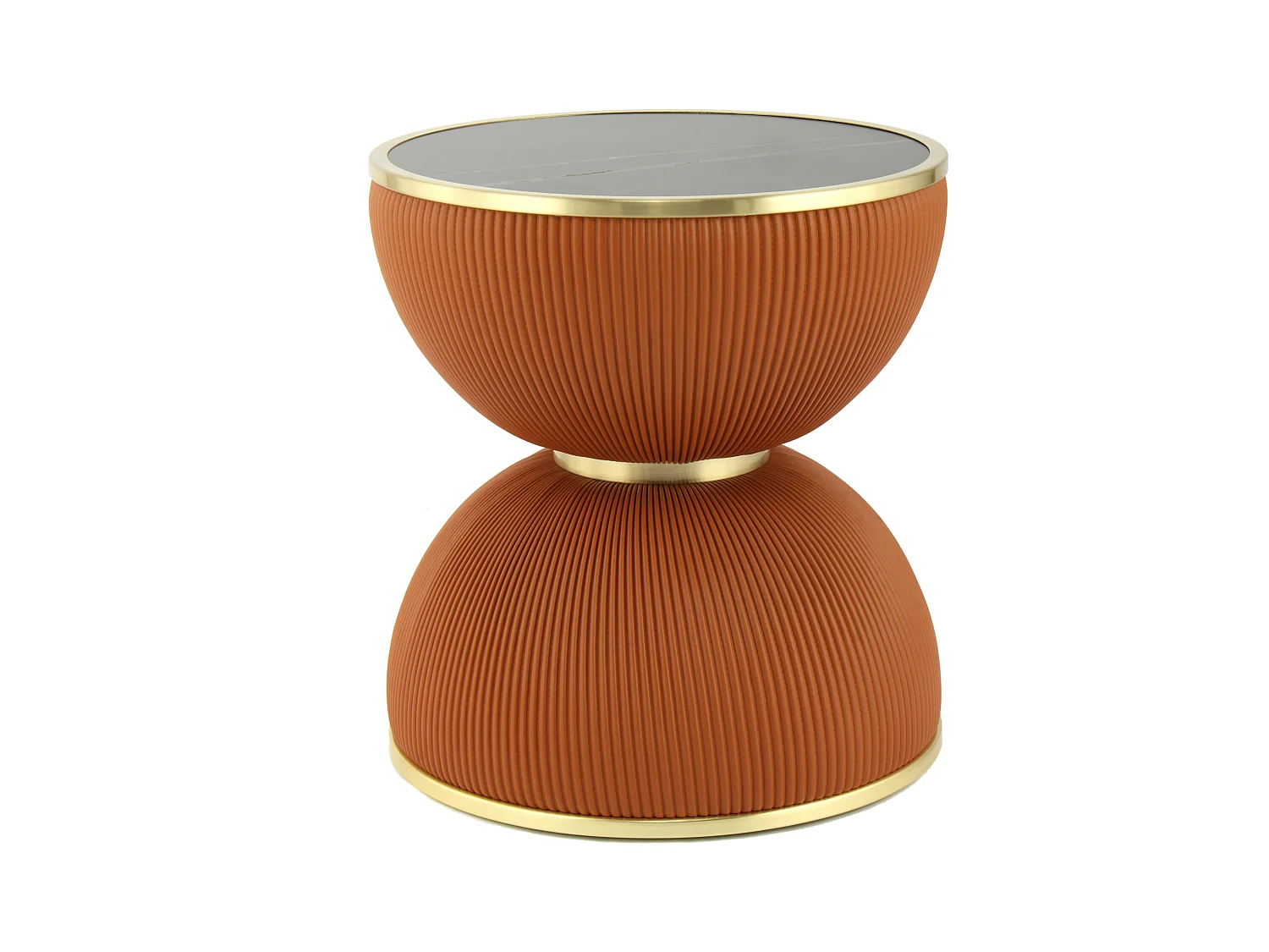 Table d'Appoint Design "Jokai" 51cm Cognac & Or