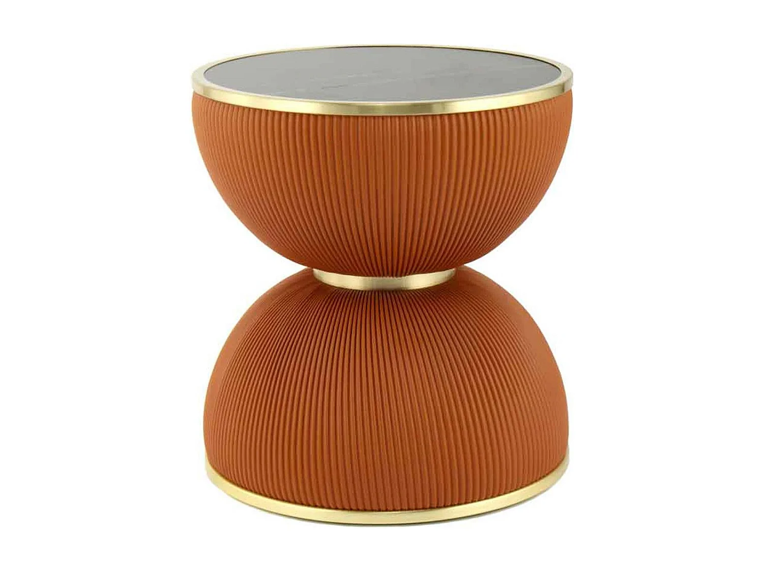 Table d'Appoint Design "Jokai" 51cm Cognac & Or