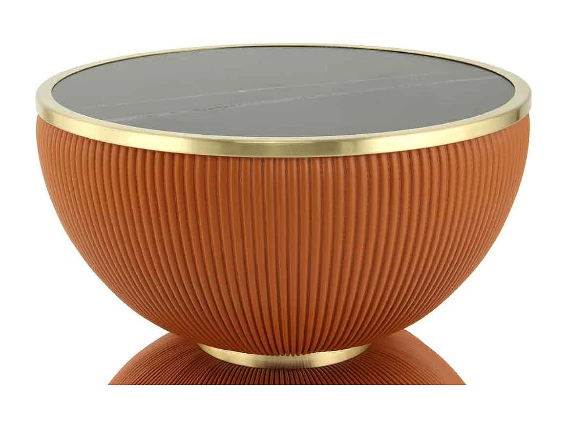 Table d'Appoint Design "Jokai" 51cm Cognac & Or