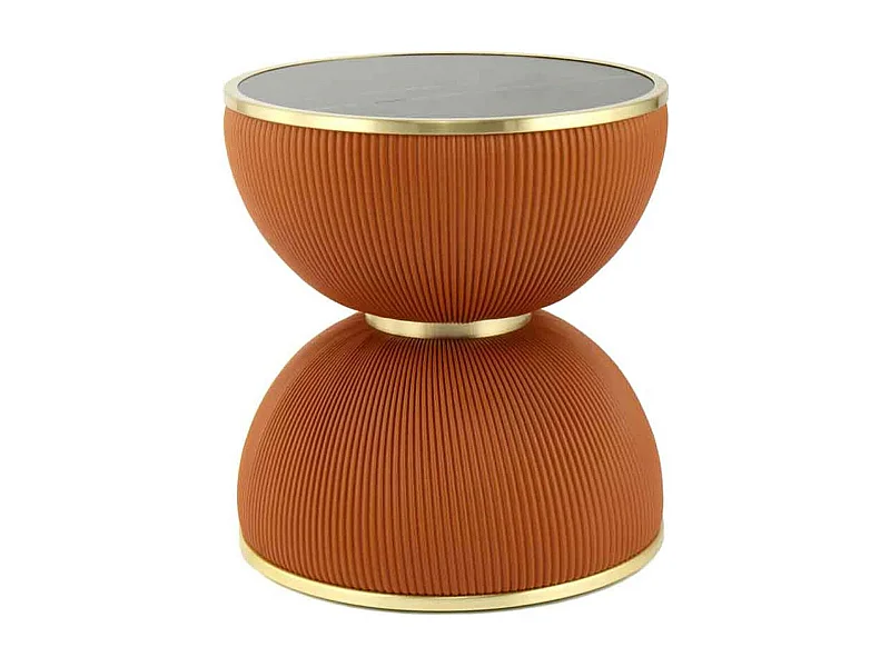 Table d'Appoint Design "Jokai" 51cm Cognac & Or