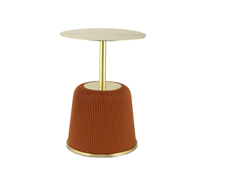 Table d'Appoint Design "Jokai" 60cm Cognac & Or
