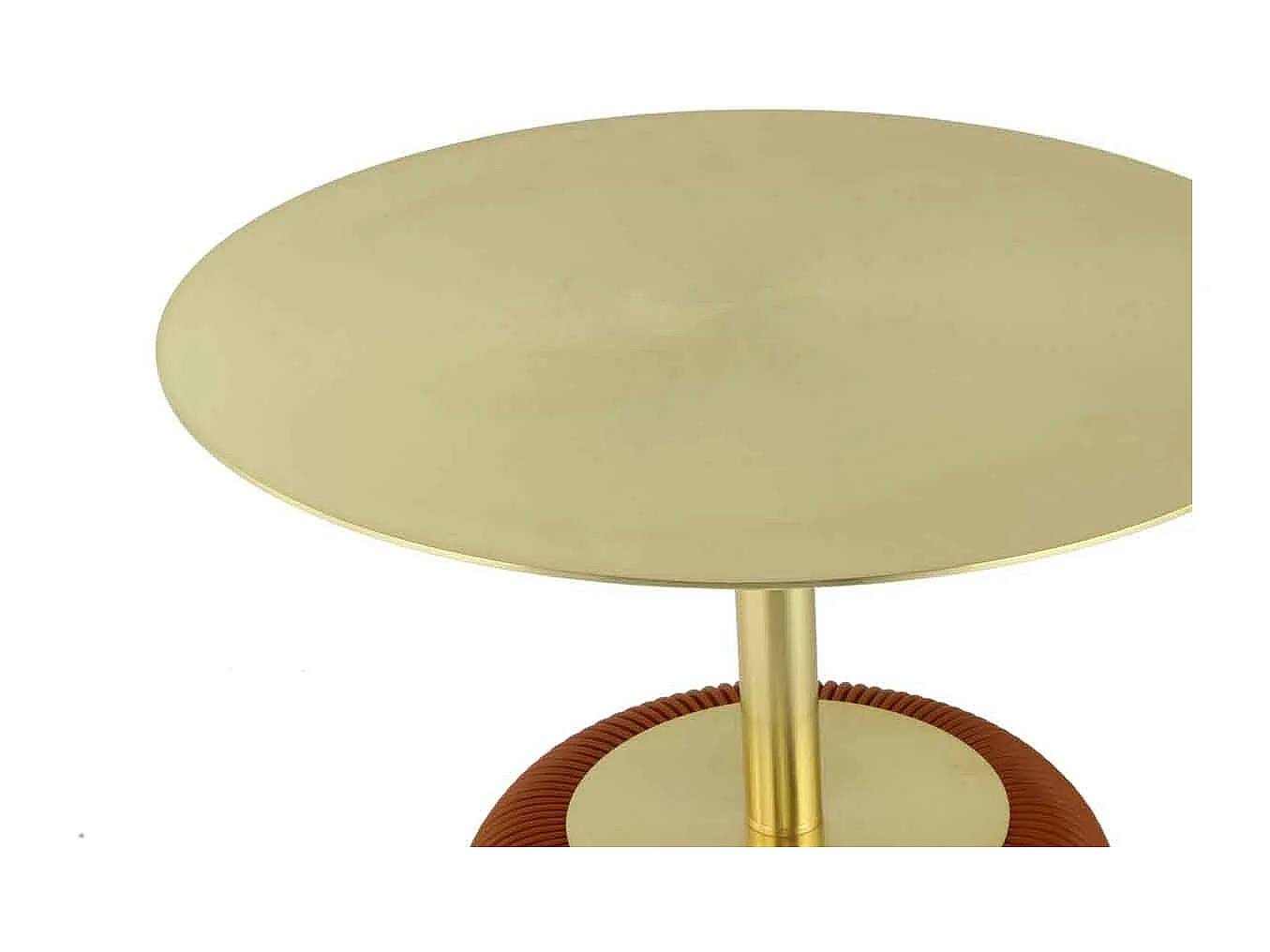 Table d'Appoint Design "Jokai" 60cm Cognac & Or