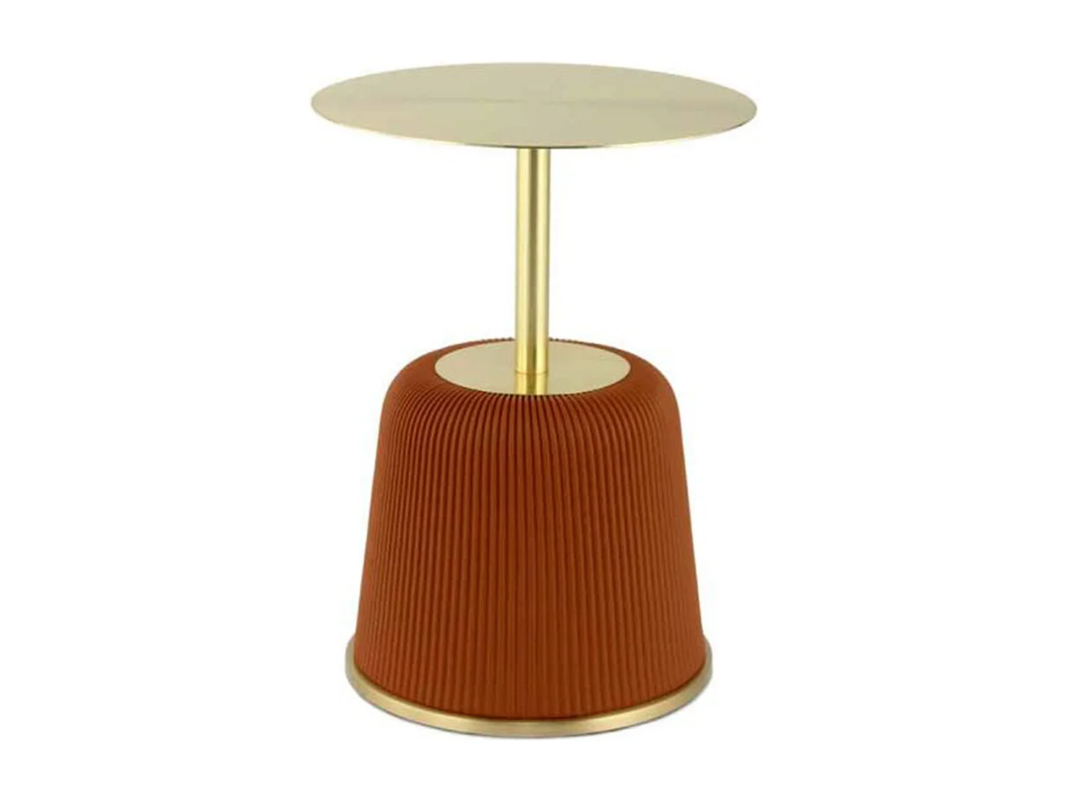 Table d'Appoint Design "Jokai" 60cm Cognac & Or