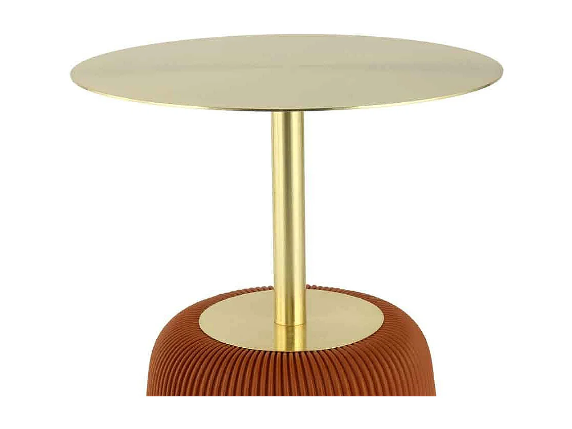 Table d'Appoint Design "Jokai" 60cm Cognac & Or