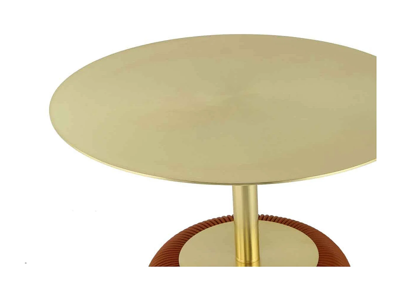 Table d'Appoint Design "Jokai" 60cm Cognac & Or
