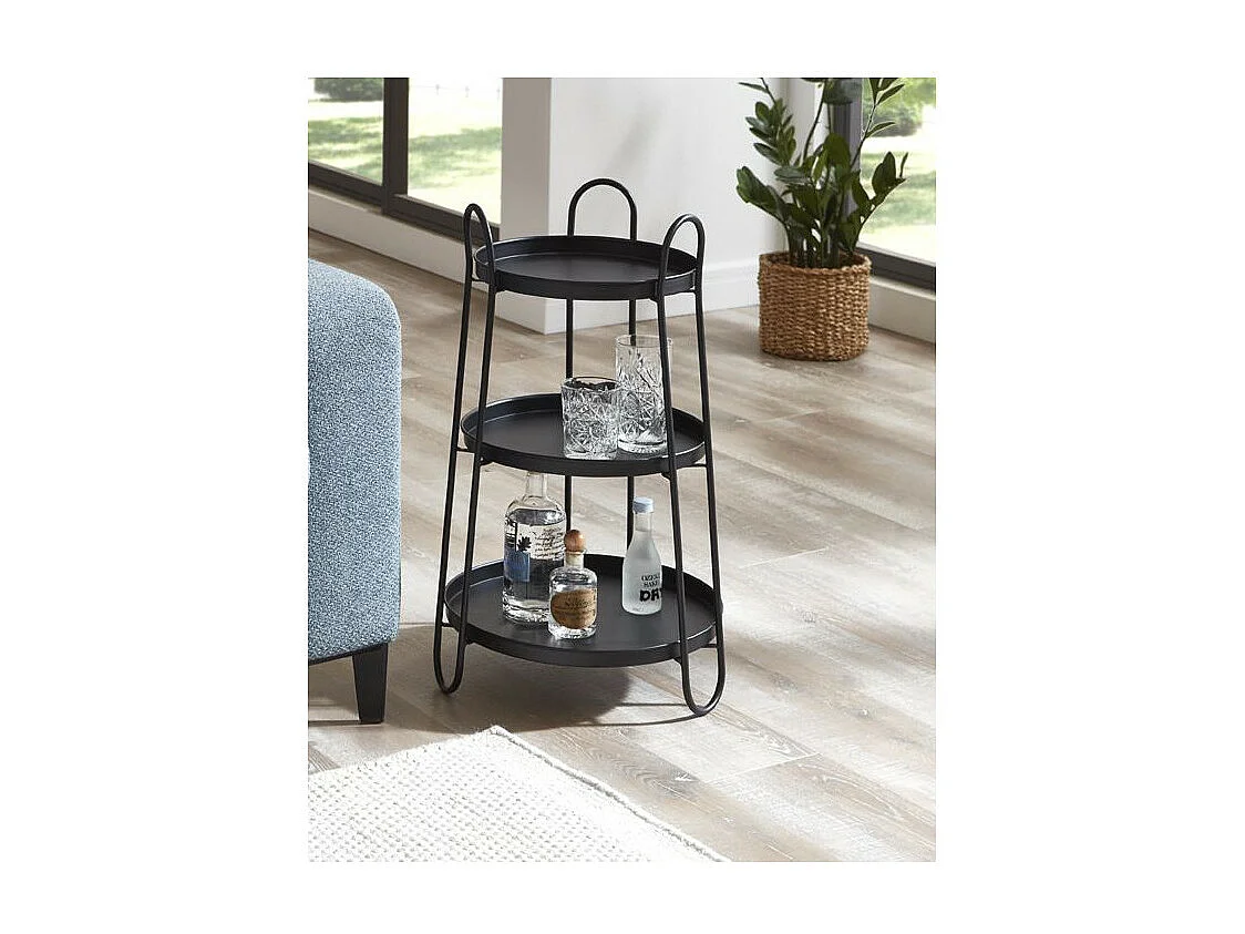 Table d'Appoint 3 Niveaux Déco "Regina" 72cm Noir