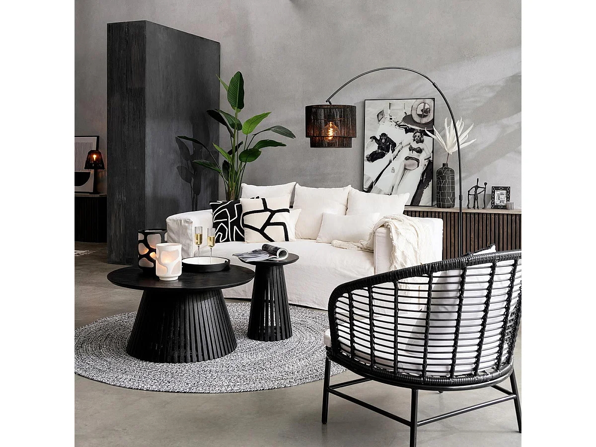 Table Basse Design en Bois "Vincent" 90cm Noir