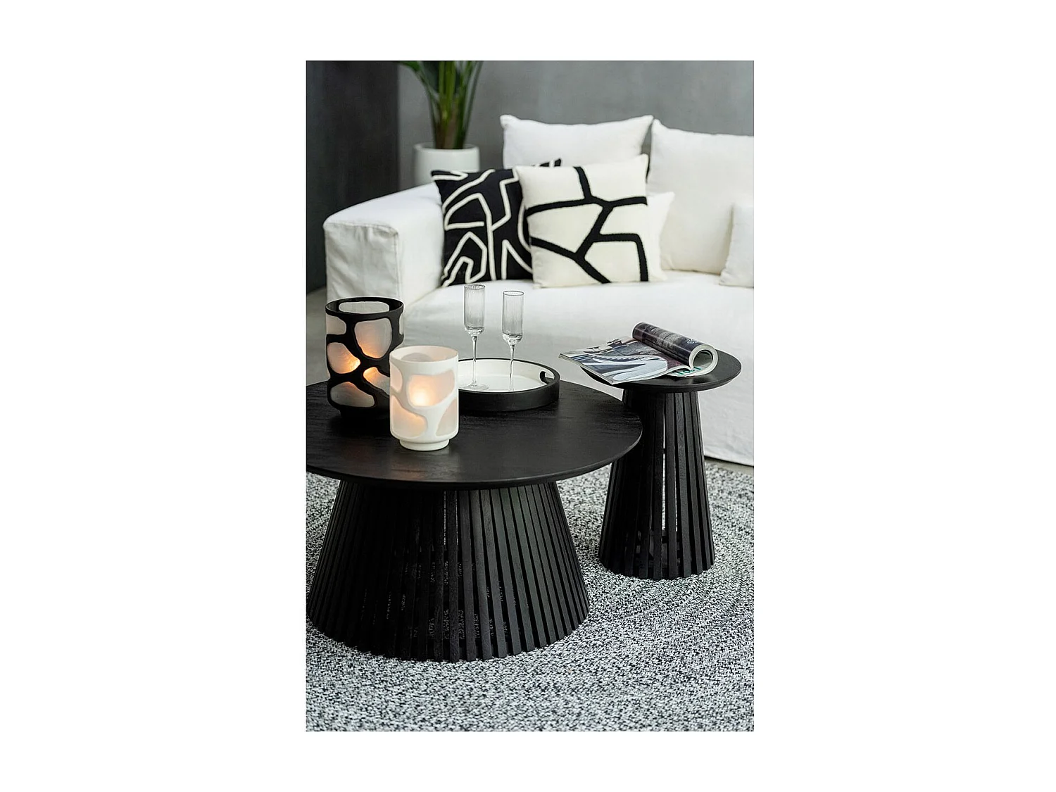 Table Basse Design en Bois "Vincent" 90cm Noir