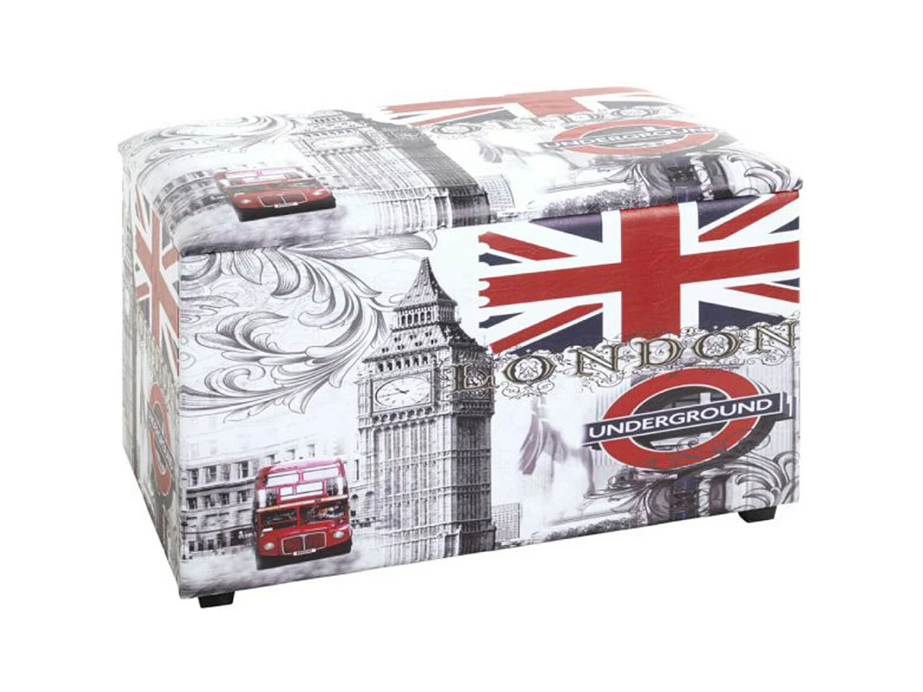 Coffre de Rangement Vintage "London" 65cm Gris