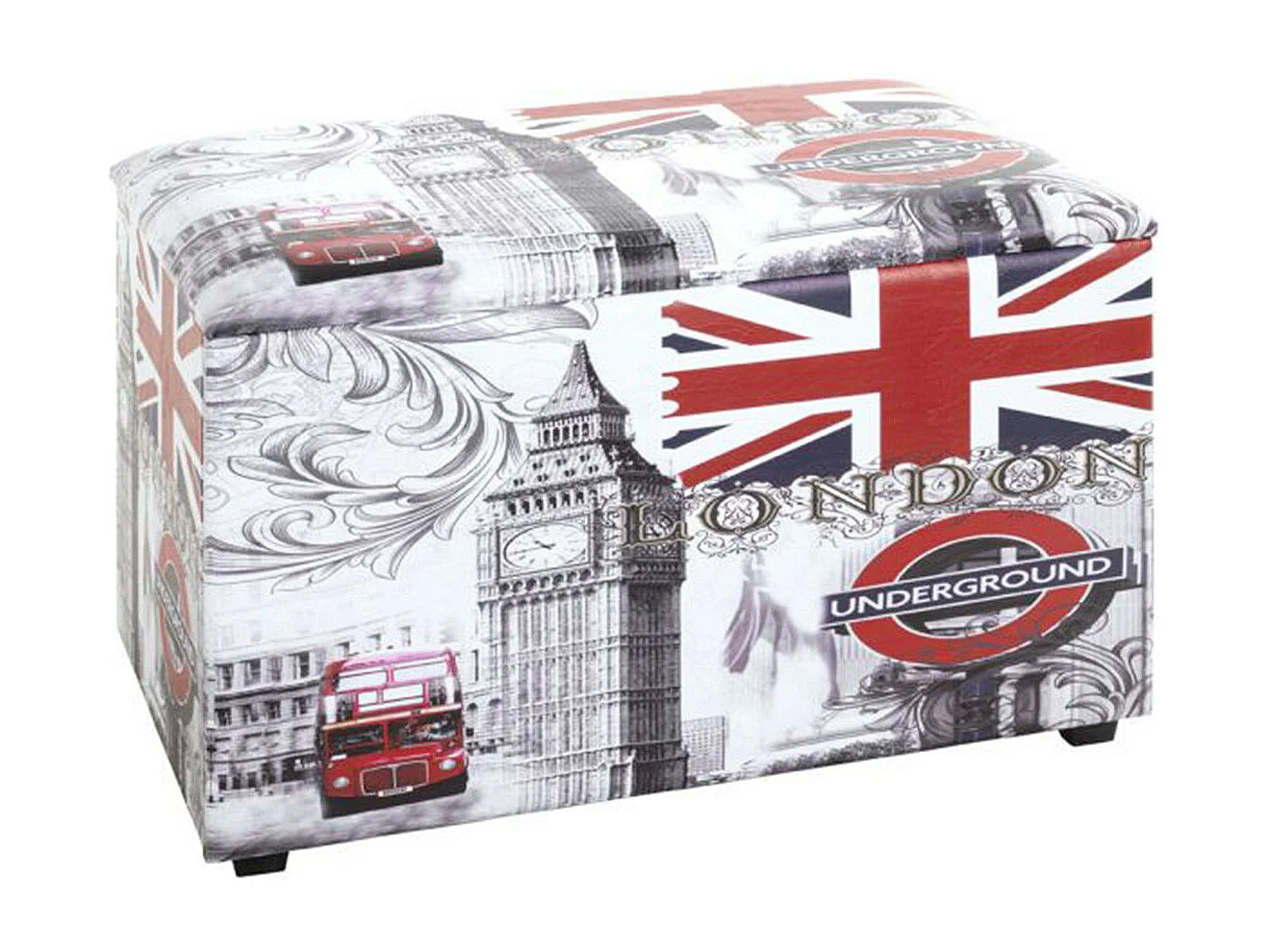 Coffre de Rangement Vintage "London" 65cm Gris