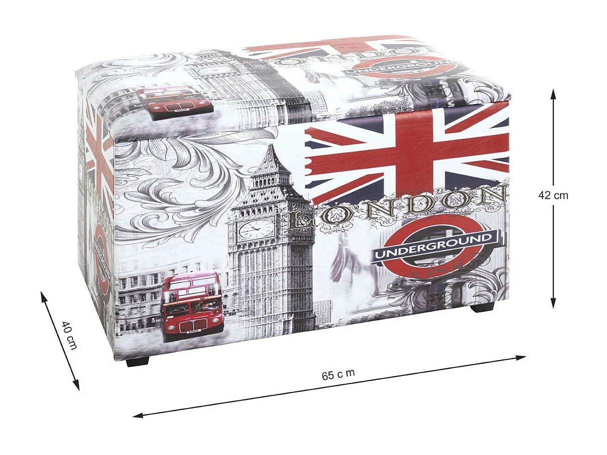 Coffre de Rangement Vintage "London" 65cm Gris