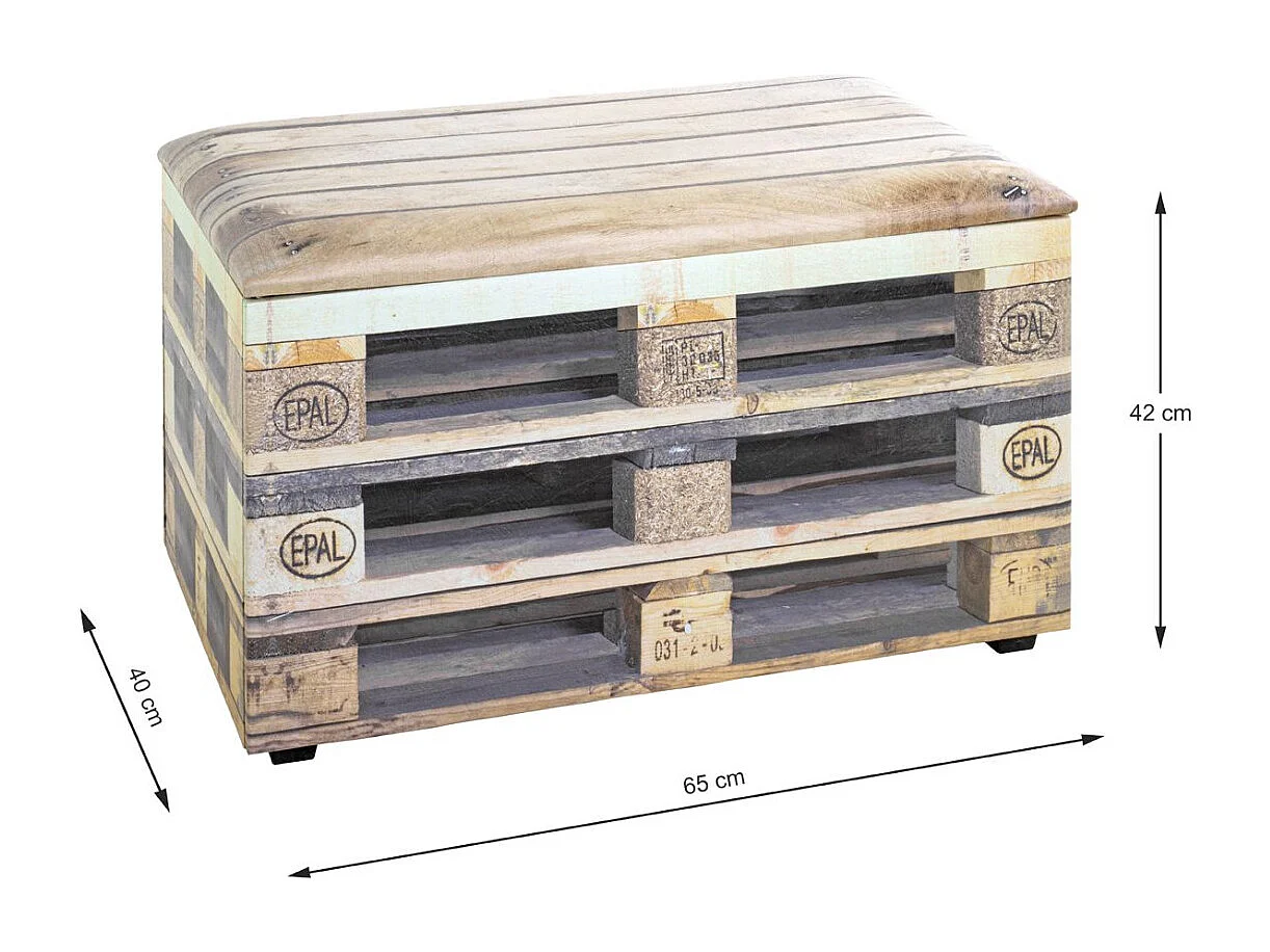 Coffre de Rangement Vintage "Palette II" 65cm Marron