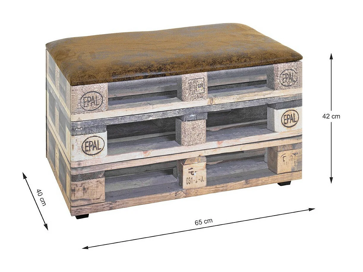 Coffre de Rangement Vintage "Palette" 65cm Marron