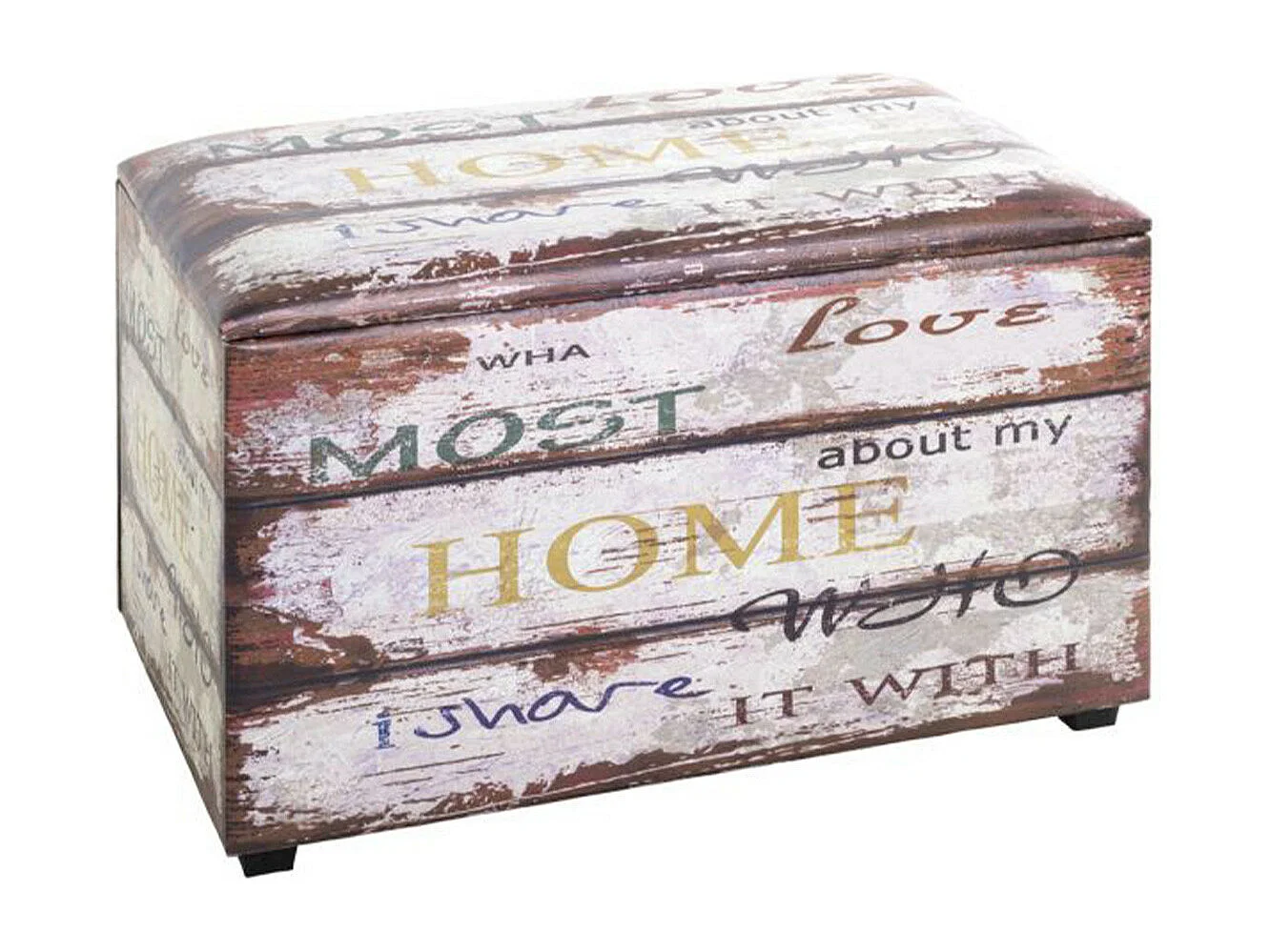 Coffre de Rangement Vintage "Mots" 65cm Marron