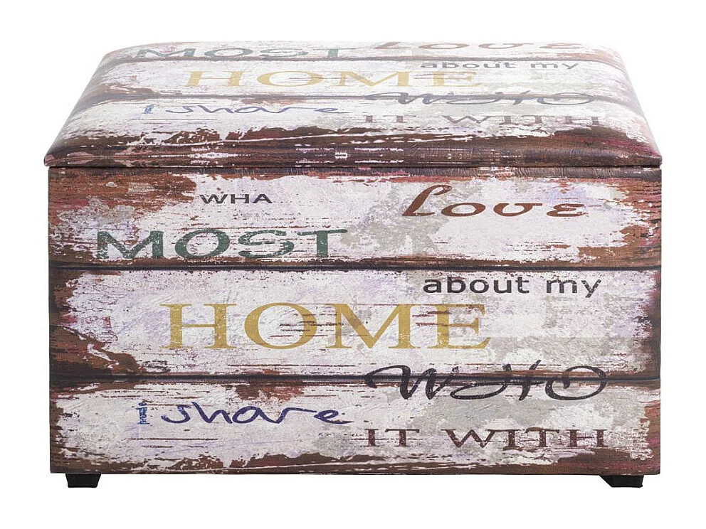 Coffre de Rangement Vintage "Mots" 65cm Marron