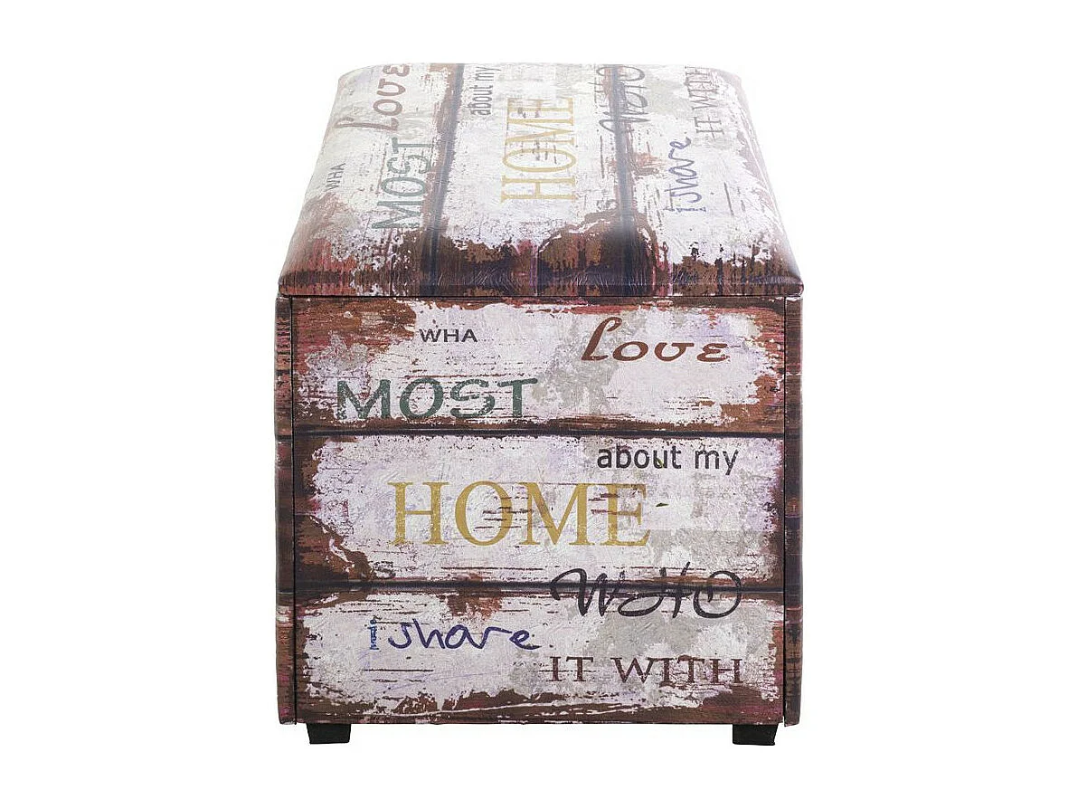 Coffre de Rangement Vintage "Mots" 65cm Marron