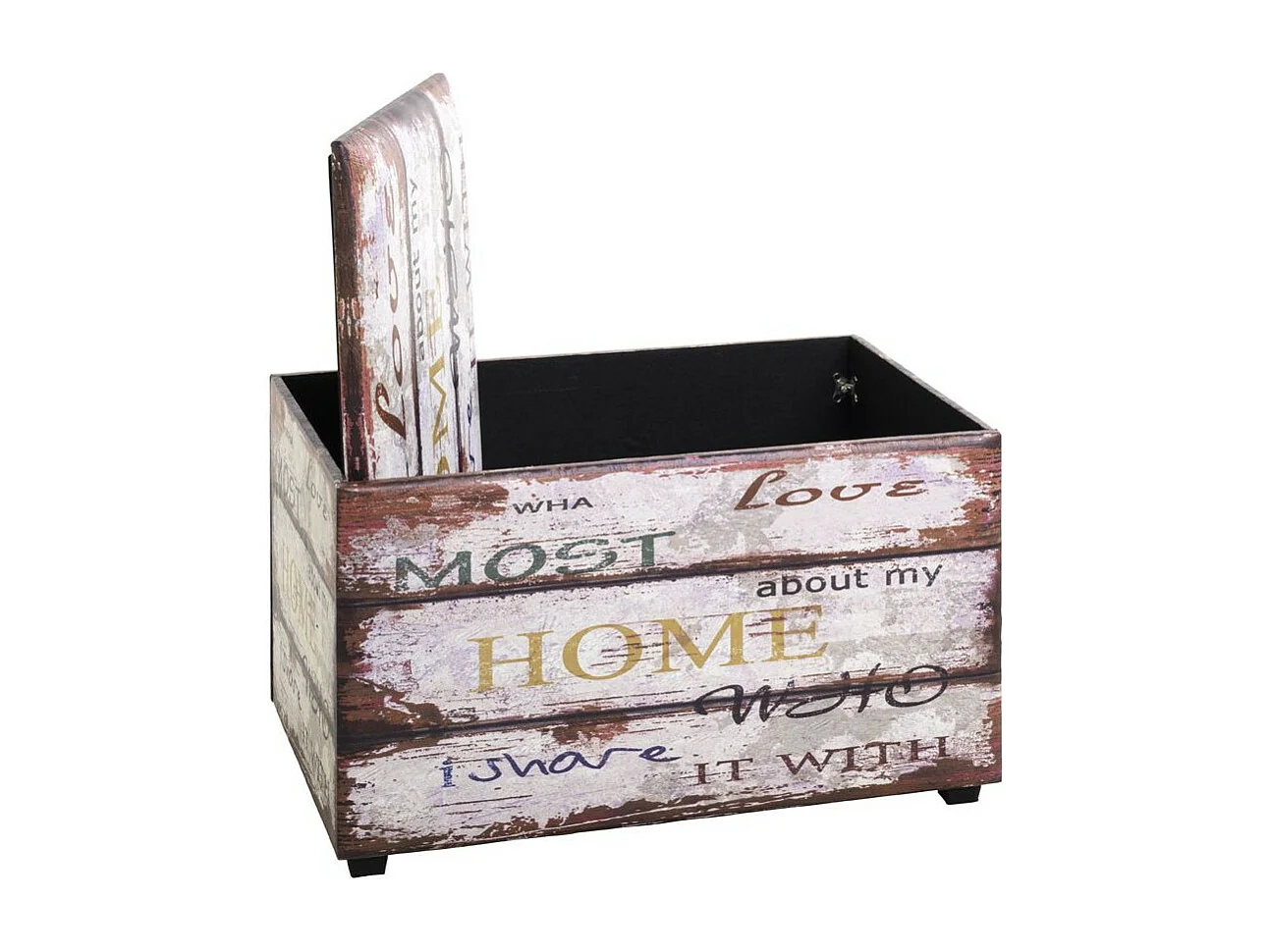 Coffre de Rangement Vintage "Mots" 65cm Marron