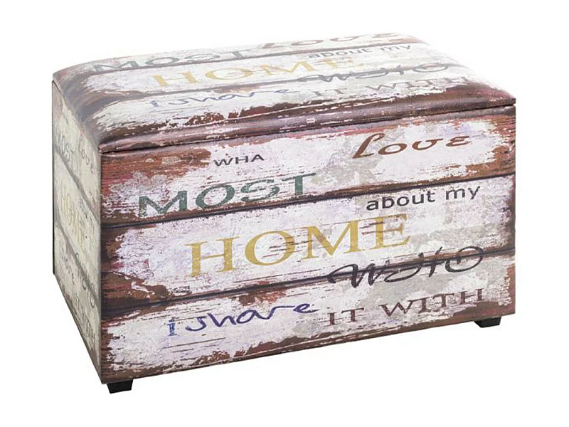 Coffre de Rangement Vintage "Mots" 65cm Marron