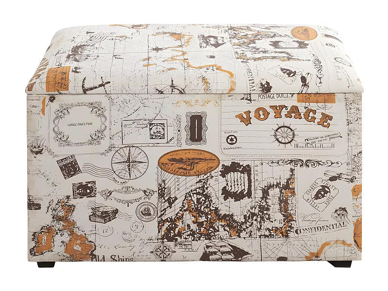 Coffre de Rangement Vintage "Monde" 65cm Naturel