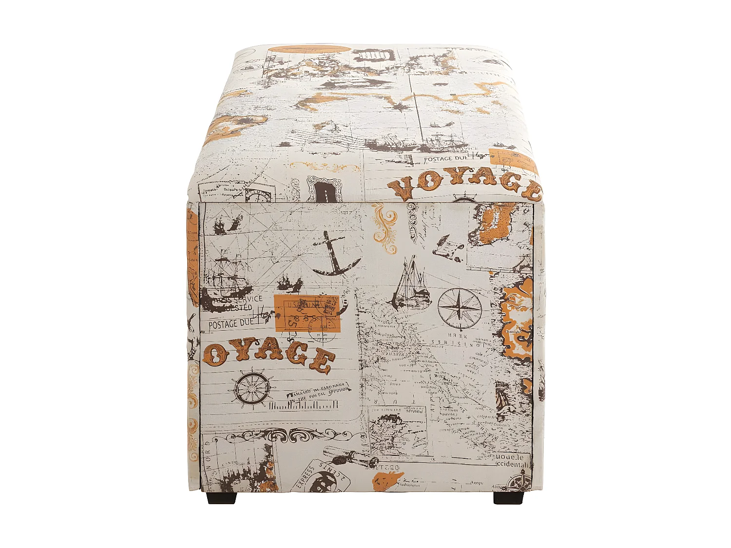 Coffre de Rangement Vintage "Monde" 65cm Naturel