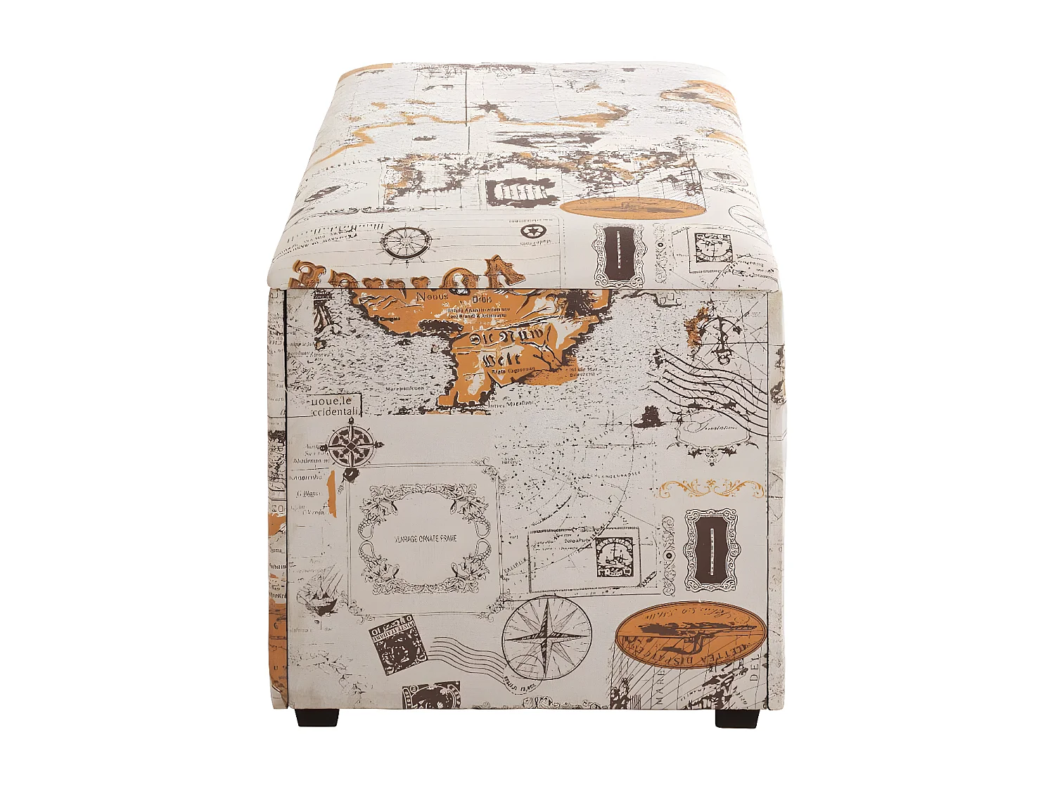 Coffre de Rangement Vintage "Monde" 65cm Naturel