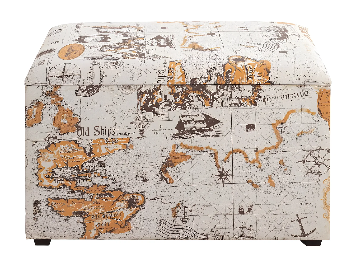 Coffre de Rangement Vintage "Monde" 65cm Naturel