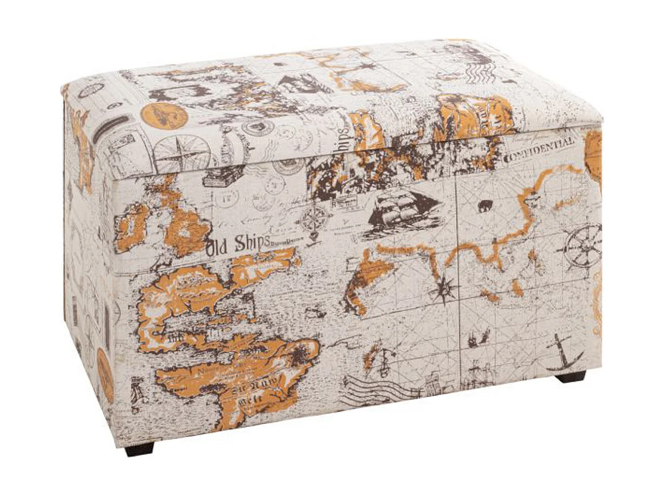 Coffre de Rangement Vintage "Monde" 65cm Naturel