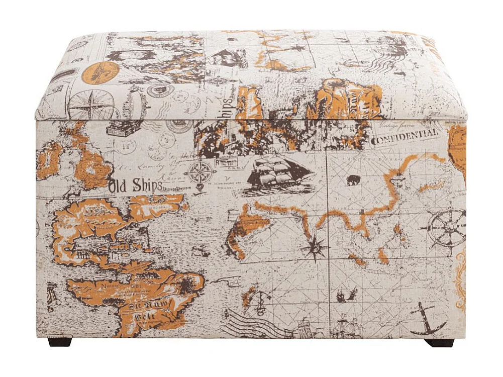 Coffre de Rangement Vintage "Monde" 65cm Naturel