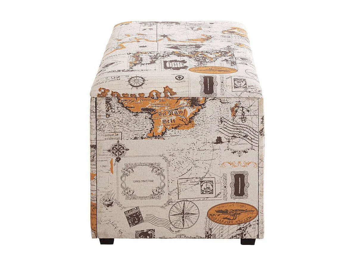 Coffre de Rangement Vintage "Monde" 65cm Naturel