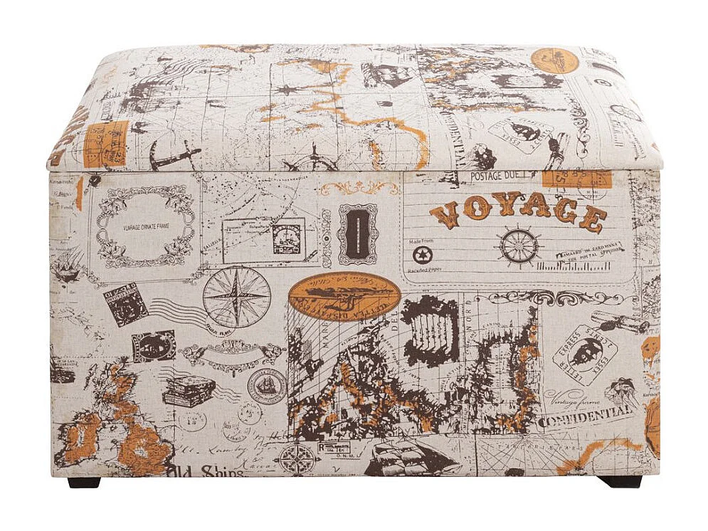 Coffre de Rangement Vintage "Monde" 65cm Naturel